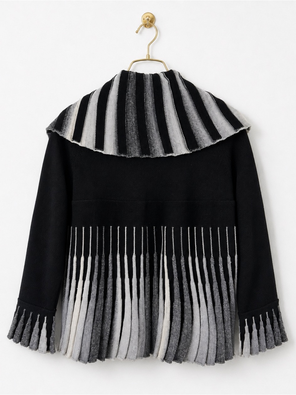 ANGEL BY SABRI OZEL VINTAGE BLACK WHITE Y2K WOOL CARDIGAN SZ XL - Picture 3 of 3